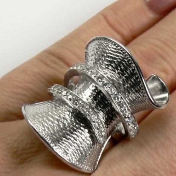 Unique Sterling silver swirl Ring sz 6 - Picture 7 of 12